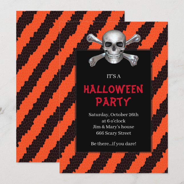 Orangefarbenes Halloween-Party Einladung (Vorne/Hinten)