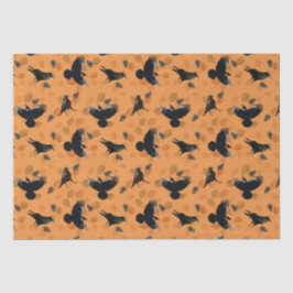 Orangefarbenes Herbst-Holzgeländer-Muster und Voge Seidenpapier