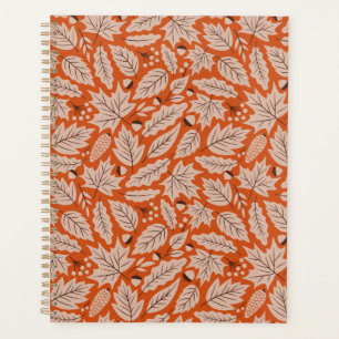 Orangefarbenes Herbstlaub- und Acornmuster Planer