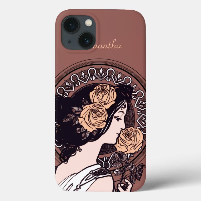 Orangefarbenes Jugendstil Case-Mate iPhone Hülle (Rückseite)