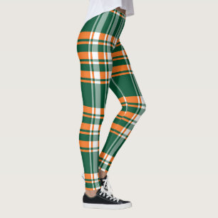 Orangefarbenes kariertes Muster Leggings