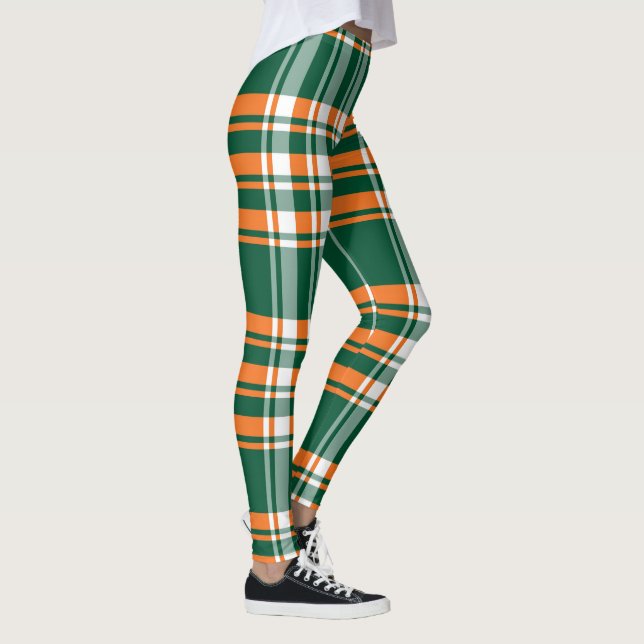 Orangefarbenes kariertes Muster Leggings (Rechts)