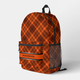 Orangefarbenes Kariertes Muster Moderner maskulina Bedruckter Rucksack
