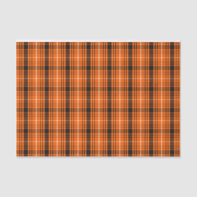Orangefarbenes Kariertes Muster Seidenpapier (Vorderseite)