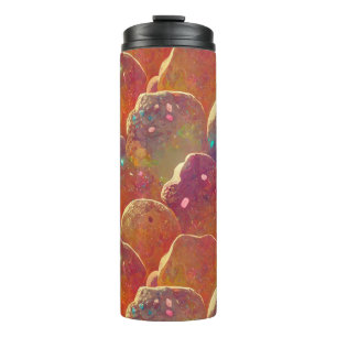 Orangefarbenes kosmisches Muster Thermosbecher