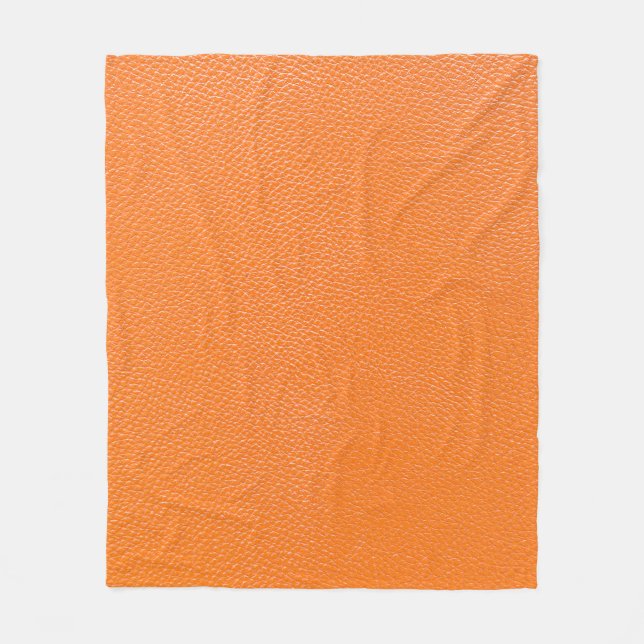 Orangefarbenes Ledermuster, Textur aus Hinterleder Fleecedecke (Vorderseite)