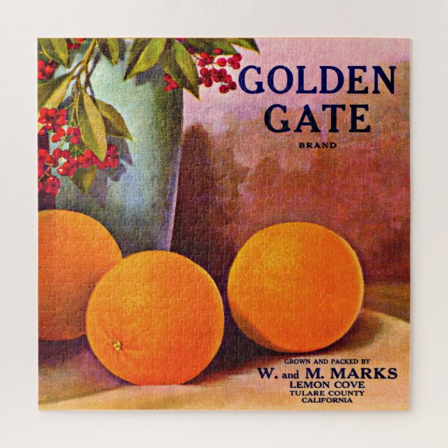 Orangefarbenes Markenzeichen Golden Gate 1950 Puzzle (Vertikal)