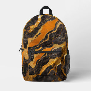 Orangefarbenes Marmormuster mit Gold Bedruckter Rucksack