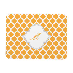 Orangefarbenes marokkanisches Muster mit Monogram- Magnet