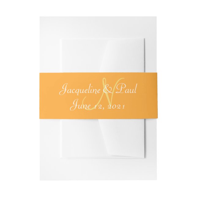 Orangefarbenes Monogramm Einladungsbanderole (Vorderseite Beispiel)
