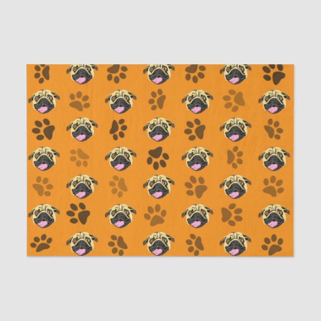 Orangefarbenes Möpsen- und Pastellpapier Seidenpapier (Vorderseite)