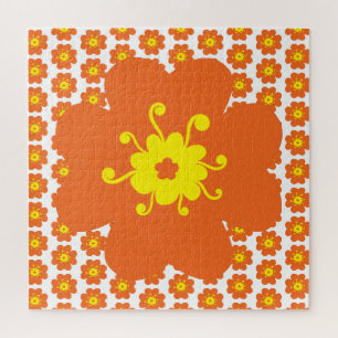 Orangefarbenes Muster der Blume Puzzle