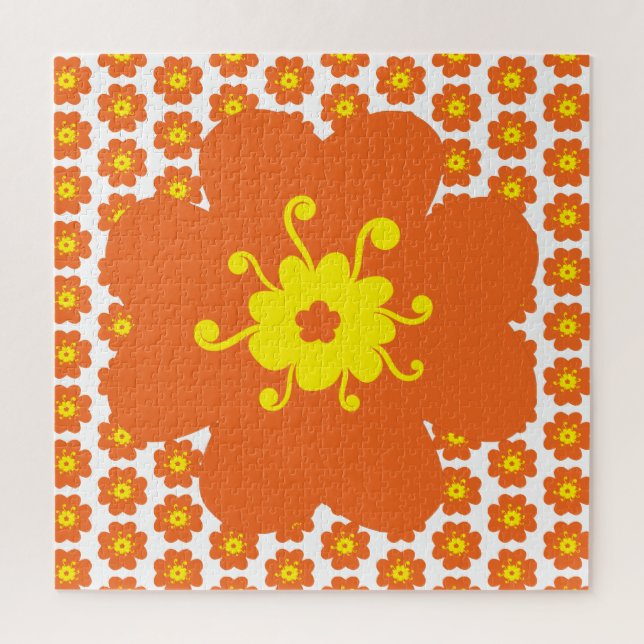 Orangefarbenes Muster der Blume Puzzle (Vertikal)