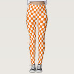Orangefarbenes Muster eines Karos Leggings<br><div class="desc">Muster für Orange und Weiß Karo mit gekreuzter Geometrie</div>