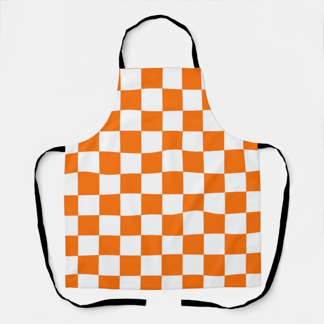 Orangefarbenes Muster eines Karos Schürze (Vorderseite)