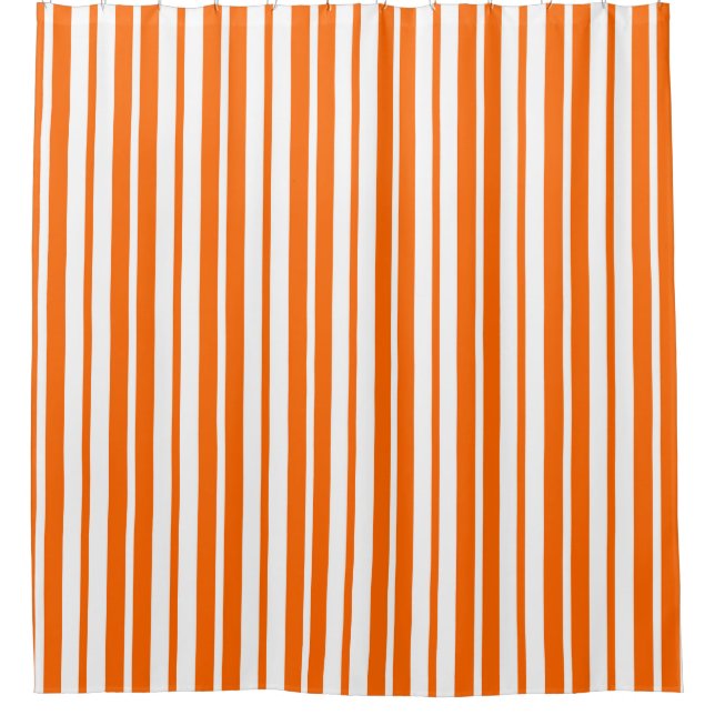 Orangefarbenes Muster für vertikale Streifen Duschvorhang (Vorderseite)