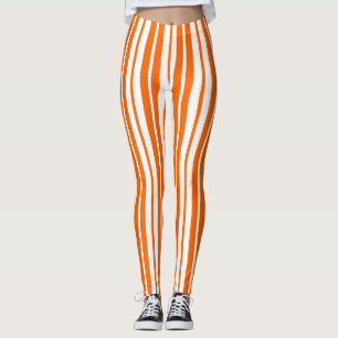 Orangefarbenes Muster für vertikale Streifen Leggings