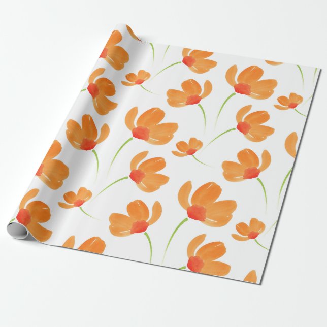 Orangefarbenes Muster Geschenkpapier (Ungerollt)