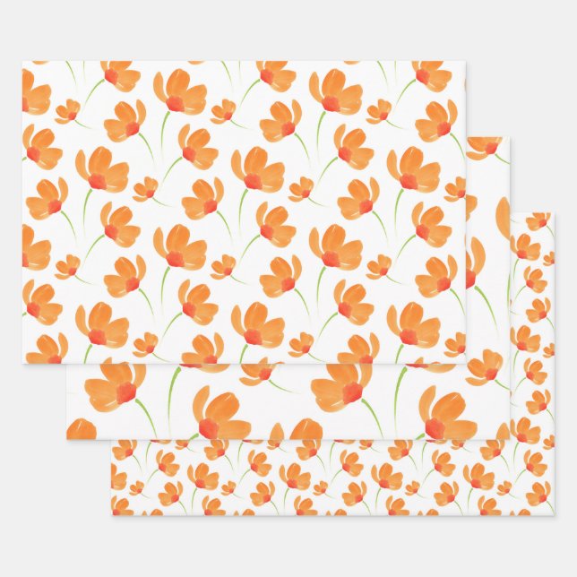 Orangefarbenes Muster Geschenkpapier Set (Set)