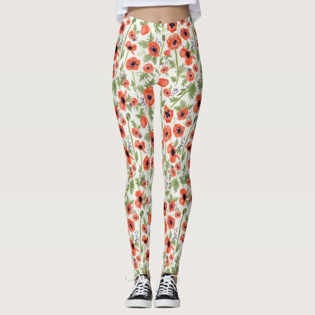 Orangefarbenes Muster Leggings (Vorderseite)