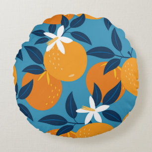 Orangefarbenes Muster: Vintage nahtlose Textur Rundes Kissen