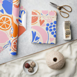 Orangefarbenes Obst Gemüse Geschenkpapier