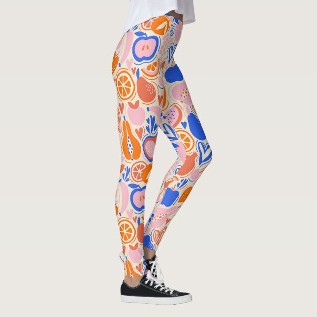 Orangefarbenes Obst Gemüse Leggings (Rechts)