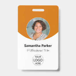 Orangefarbenes Personalisiertes Foto, Logo, Strich Ausweis