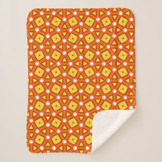 Orangefarbenes Quadrat- und Dreiecksgeflecht-naive Sherpadecke