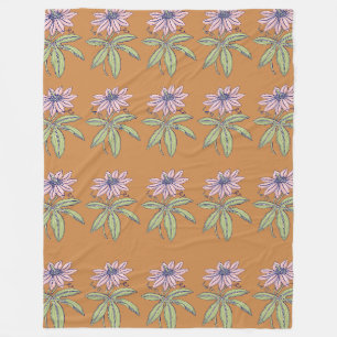 Orangefarbenes Rosa Blume Muster Fleecedecke