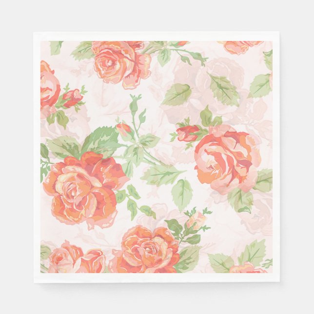 Orangefarbenes Rose Serviette (Vorderseite)