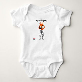 Orangefarbenes Skelett mit Krone | Fun Unisex Styl Baby Strampler