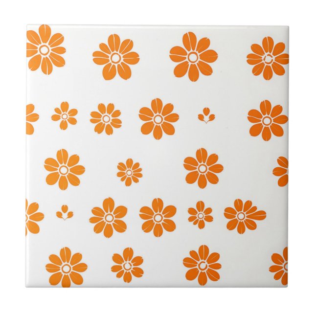 Orangefarbenes Stiftmuster auf weißem Hintergrund Fliese (Vorderseite)