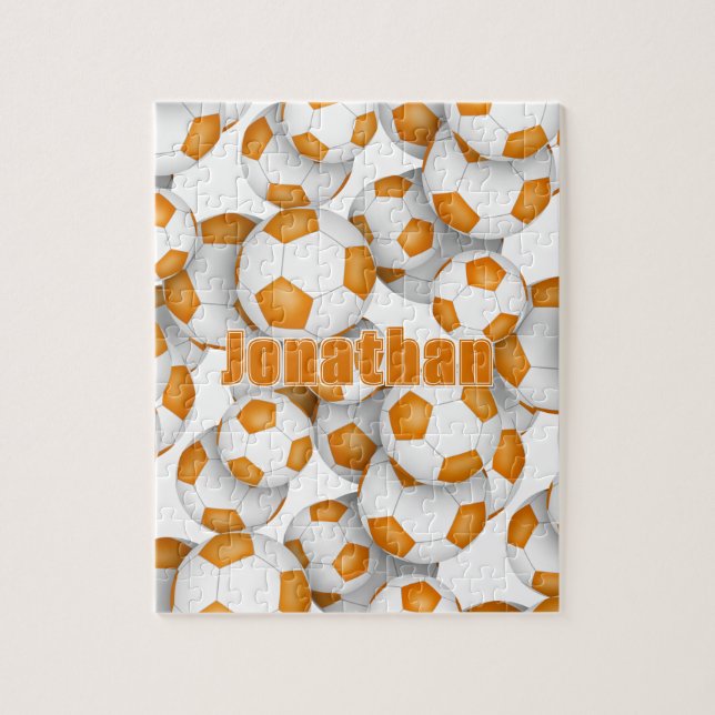 Orangefarbenes Team Farben Fußball Puzzle (Vertikal)