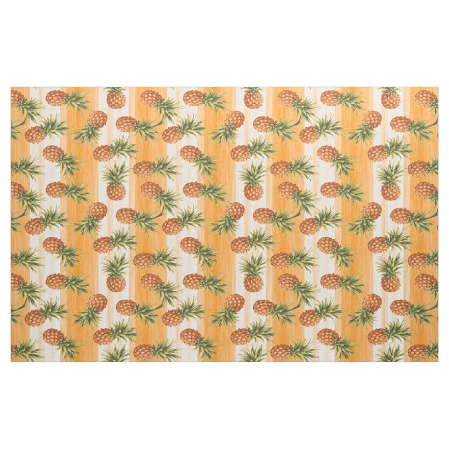 Orangefarbenes tropisches Ananas Fruchtmuster Stoff (Fat Quarter (45,7 x 55,9 cm))