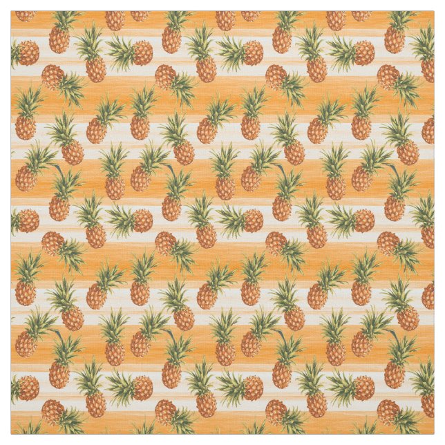 Orangefarbenes tropisches Ananas Fruchtmuster Stoff (Muster)