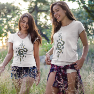 Orangefarbenes und blaugraues Halloween-Schlangend Tri-Blend Shirt