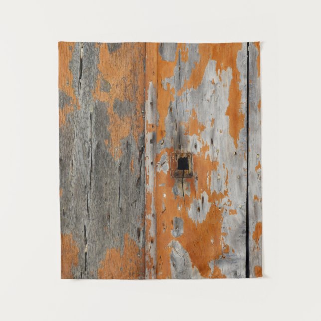 Orangefarbenes und braunes Holzbrett Wandteppich (Vorderseite)