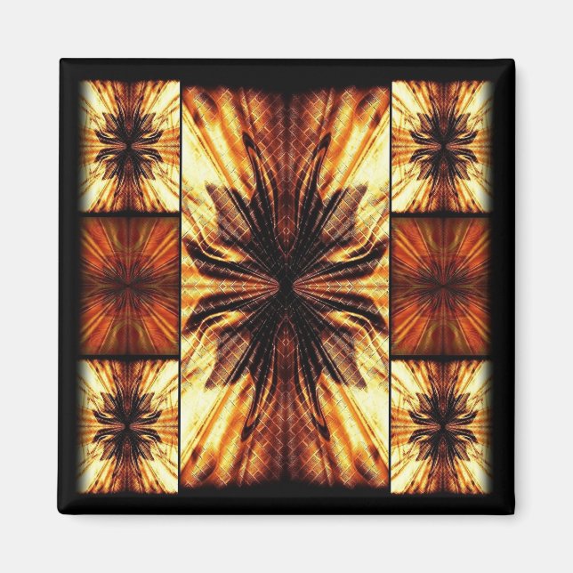 Orangefarbenes und braunes Retromuster Magnet (Vorne)