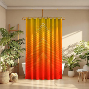 Orangefarbenes und gelbes ombre modernes geometris duschvorhang