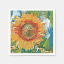 Orangefarbenes und gelbes Sonnenblumenpapier Napki Serviette