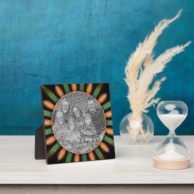 Orangefarbenes und grünes Abstraktes Foto Fotoplatte (InSitu)