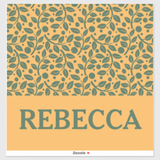 Orangefarbenes und grünes Leaf-Muster Aufkleber