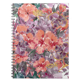 Orangefarbenes und Lila BlumenNotebook Notizblock