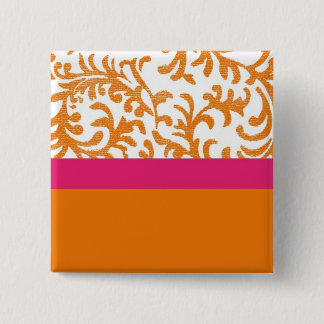 Orangefarbenes und rosa Blumenmuster Button