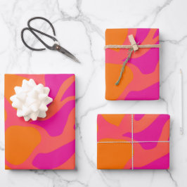 Orangefarbenes und rosa glänzendes Schleifpapier Geschenkpapier Set