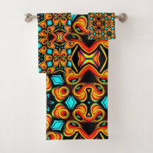 Orangefarbenes und rotes Badetuch-Set