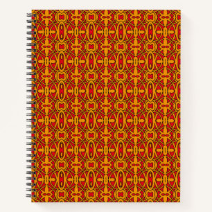Orangefarbenes und rotes Handgezeichnetes Muster Notizbuch