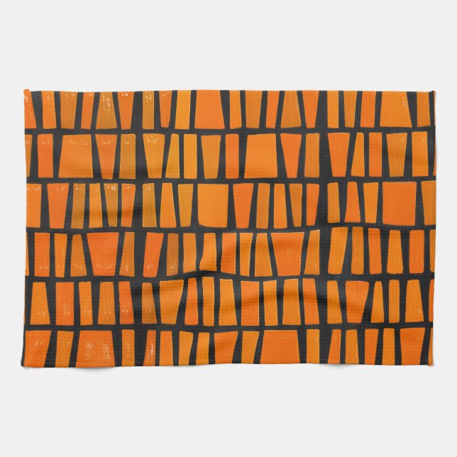 Orangefarbenes und schwarzes afrikanisches Stammes Handtuch (Horizontal)