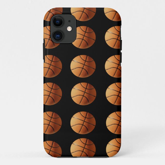 Orangefarbenes und schwarzes Basketballmuster, Case-Mate iPhone Hülle (Rückseite)